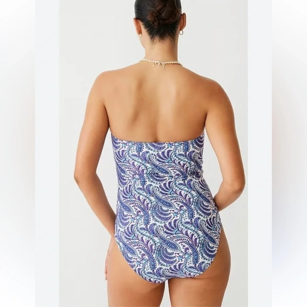 J. Crew Ratti Bandeau Paisley Print Swimsuit size 8